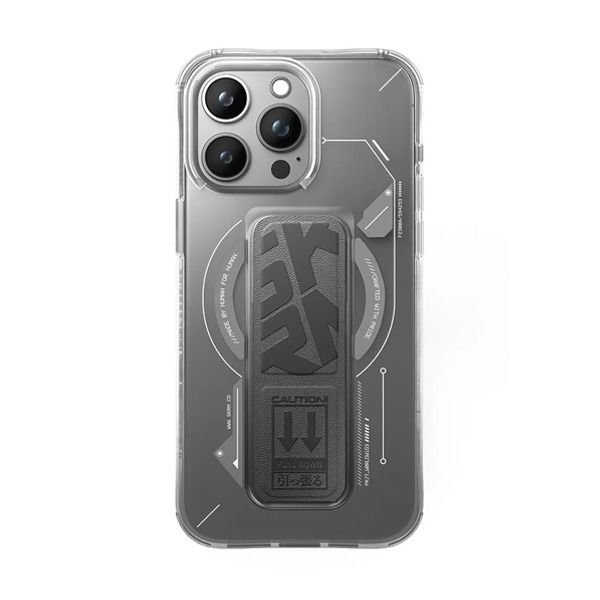 SkinArma iPhone 15 Pro Helio Clear Case Magsafe With Gripstand | Gray SkinArma iPhone 15 Pro Helio Clear Case Magsafe With Gripstand | Gray